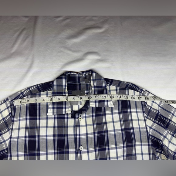 Zara Blue and White Plaid Cotton Casual Shirt Large - Picture 8 of 15
